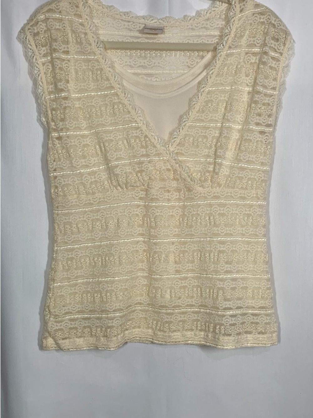Covington Ivory Lace Sleeveless Overlay Top